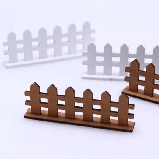 8*3cm Mini Wooden Fence DIY Miniature Fairy Dollhouse Landscaping Accessories Garden Pot Plant Wood Barrier Terrarium Decor